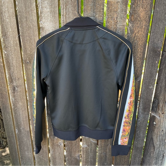 Pam & Gela Wm’s Sequined Stripe Zip Track Jacket In Black NWT Sz 0/XS - Picture 7 of 14